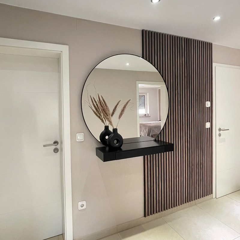 Chất liệu khác nhau Dải gỗ Trang trí văn phòng Tấm tường Lưới Tấm hấp thụ âm thanh Giải pháp dự án thiết kế đồ họa